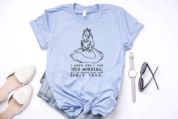 Alice in Wonderland “I knew who I was this morning” Sketch Unisex Tee