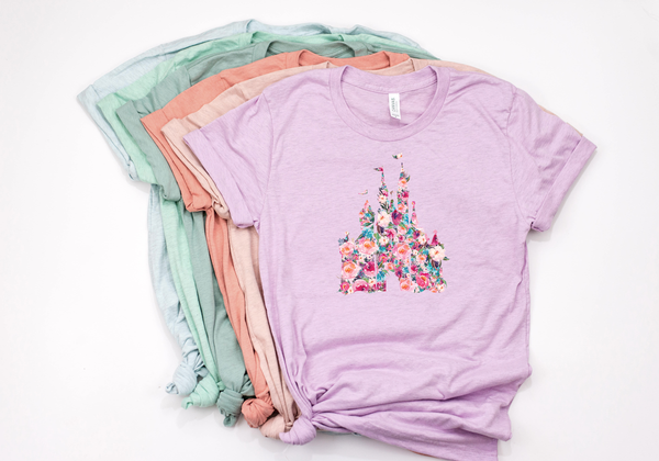 Floral Castle Tee - Crazy Corgi Lady Designs - Unique Disney Themed Shirts
