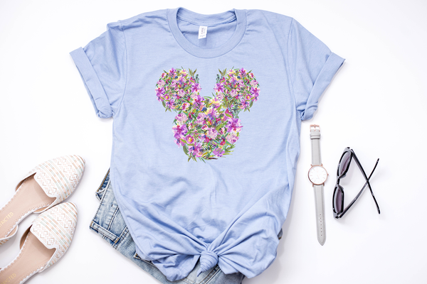 Lilac Floral Mickey Tee
