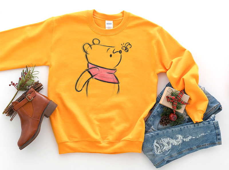Winnie The Pooh Sketch Sweatshirt - Crazy Corgi Lady Designs - Unique Disney Themed Shirts