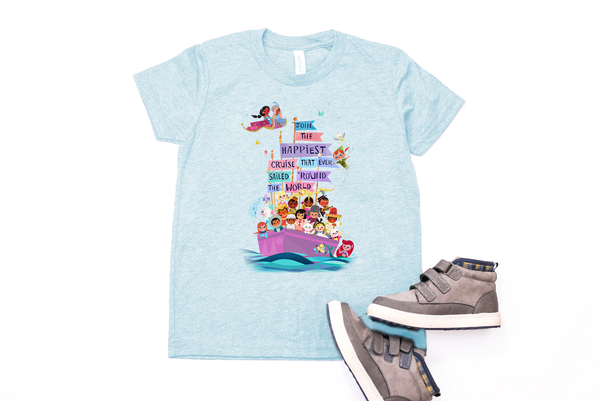 It's A Small World "Happiest Cruise" Youth T-Shirt - Crazy Corgi Lady Designs - Unique Disney Themed Shirts
