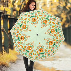 floral patterned patio umbrella Orange Bird Floral Umbrella – Crazy Corgi Lady Designs