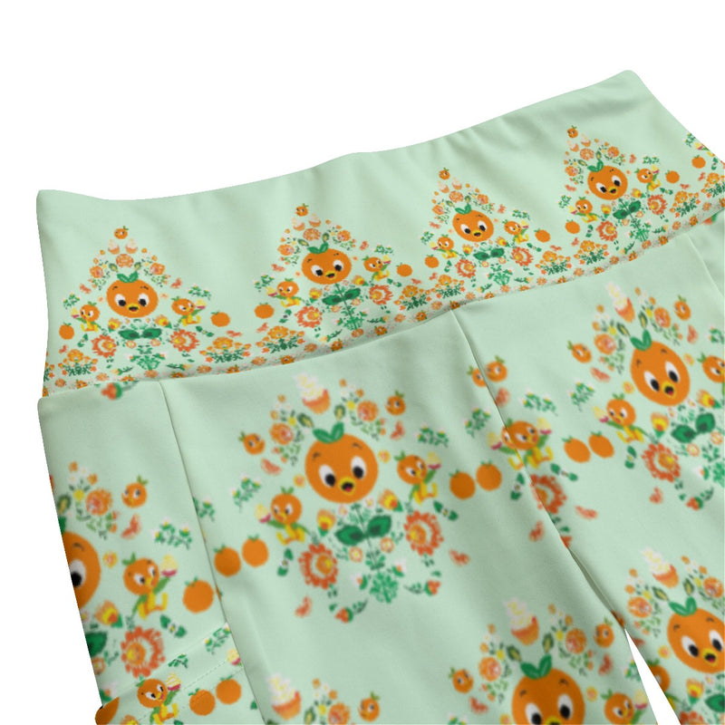 Orange Bird Folk Art Women's High Waist Yoga Pants With Side Pocket