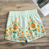 Orange Bird Print Women's Casual Shorts