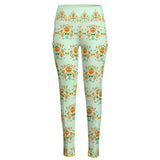 Orange Bird Folk Art Women's High Waist Yoga Pants With Side Pocket