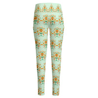 Orange Bird Folk Art Women's High Waist Yoga Pants With Side Pocket