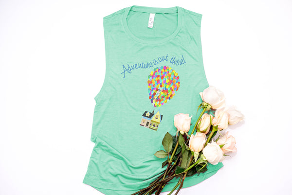 Up! Adventure Is Out There! Muscle Tank - Crazy Corgi Lady Designs