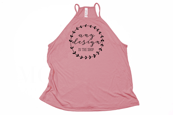 Any Design on a High Neck Tank - Crazy Corgi Lady Designs - Unique Disney Themed Shirts
