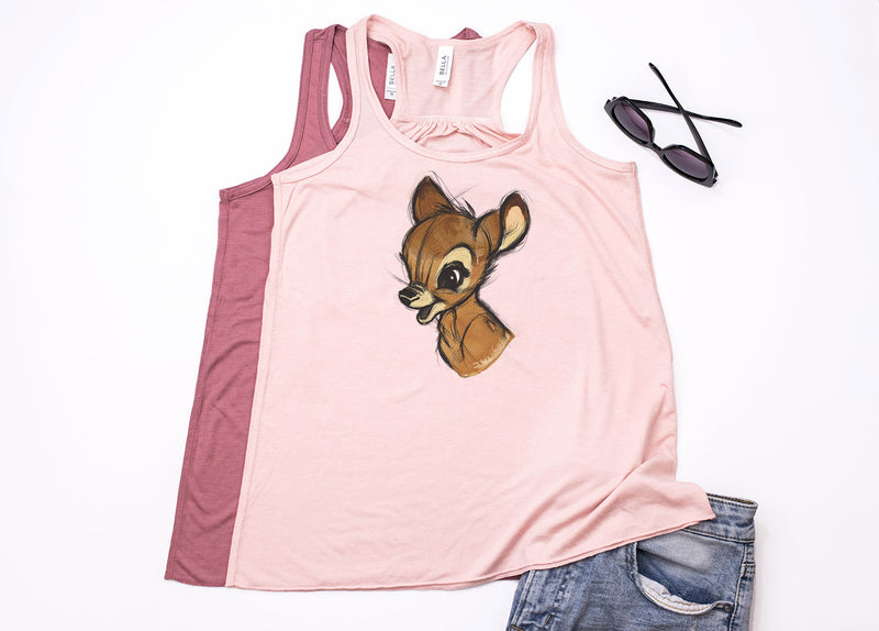 Bambi Sketch Racerback Tank - Crazy Corgi Lady Designs - Unique Disney Themed Shirts