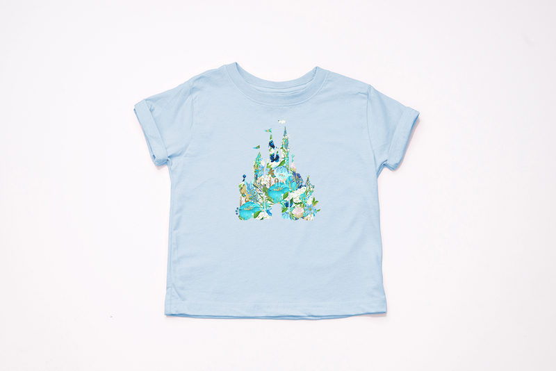Blue Floral Castle Youth T-Shirt - Crazy Corgi Lady Designs - Unique Disney Themed Shirts