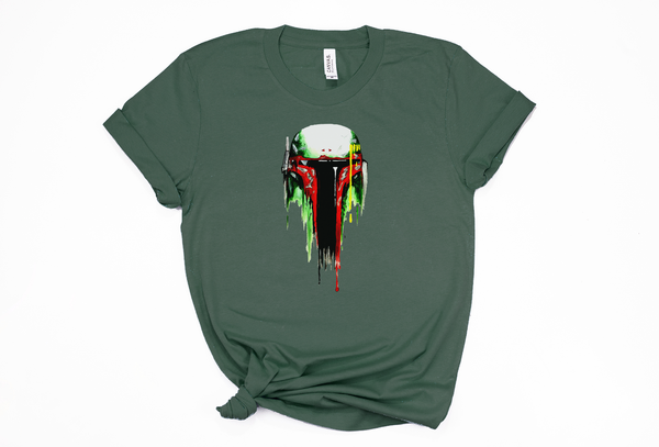 Boba Fett Mask Painting Unisex Tee - Crazy Corgi Lady Designs - Unique Disney Themed Shirts