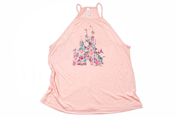Floral Castle High Neck Tank - Crazy Corgi Lady Designs