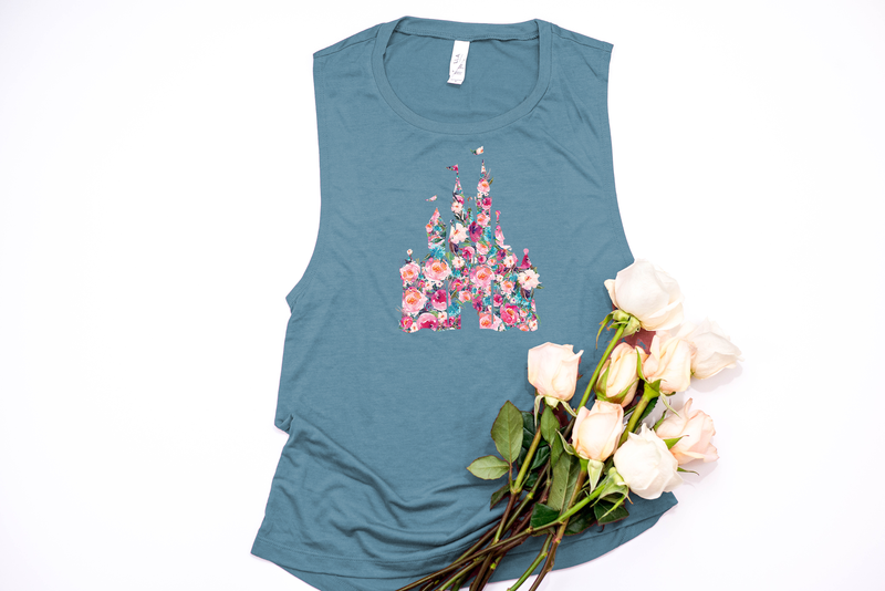 Floral Castle Muscle Tank - Crazy Corgi Lady Designs