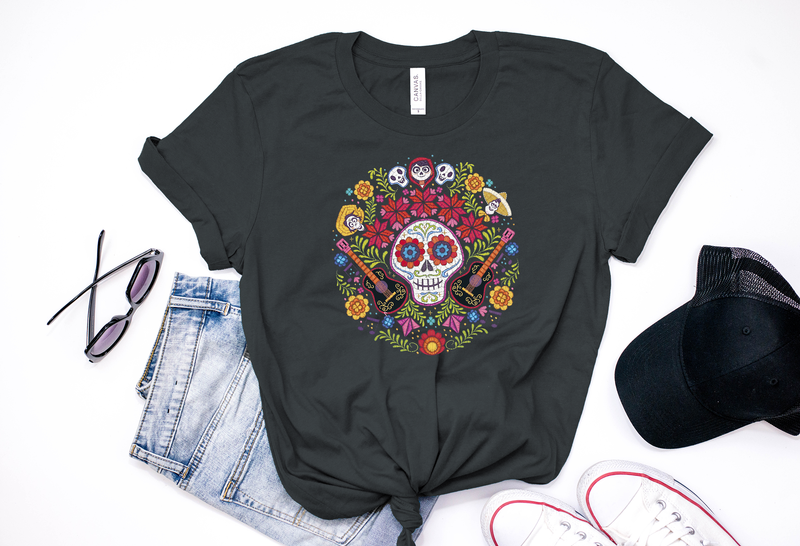 Coco Dios De Los Muertos Skull Tee - Crazy Corgi Lady Designs - Unique Disney Themed Shirts