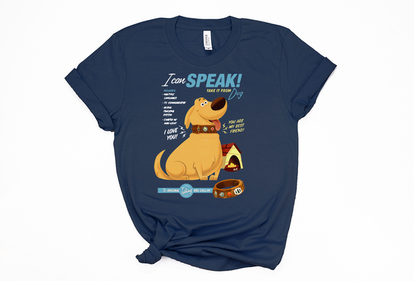 Dug The Talking Dog! on a Unisex Tee - Crazy Corgi Lady Designs - Unique Disney Themed Shirts