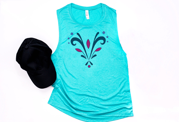 Queen Elsa Coronation Muscle Tank - Crazy Corgi Lady Designs - Unique Disney Themed Shirts