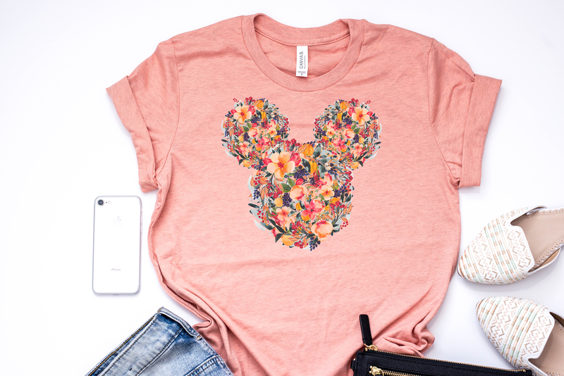 Fall Floral Mickey Tee - Crazy Corgi Lady Designs - Unique Disney Themed Shirts