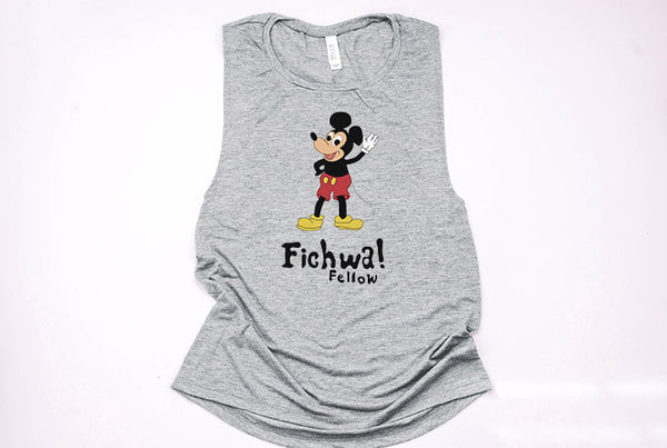 Fichwa Fellow Wall Muscle Tank - Crazy Corgi Lady Designs - Unique Disney Themed Shirts