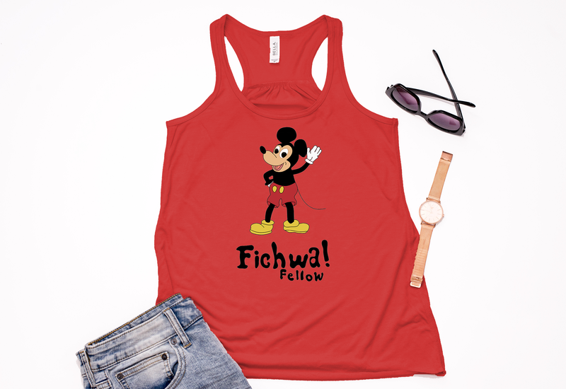 Fichwa! Fellow Wall Racerback Tank Top - Crazy Corgi Lady Designs - Unique Disney Themed Shirts