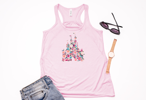 Floral Castle Racerback Tank Top - Crazy Corgi Lady Designs