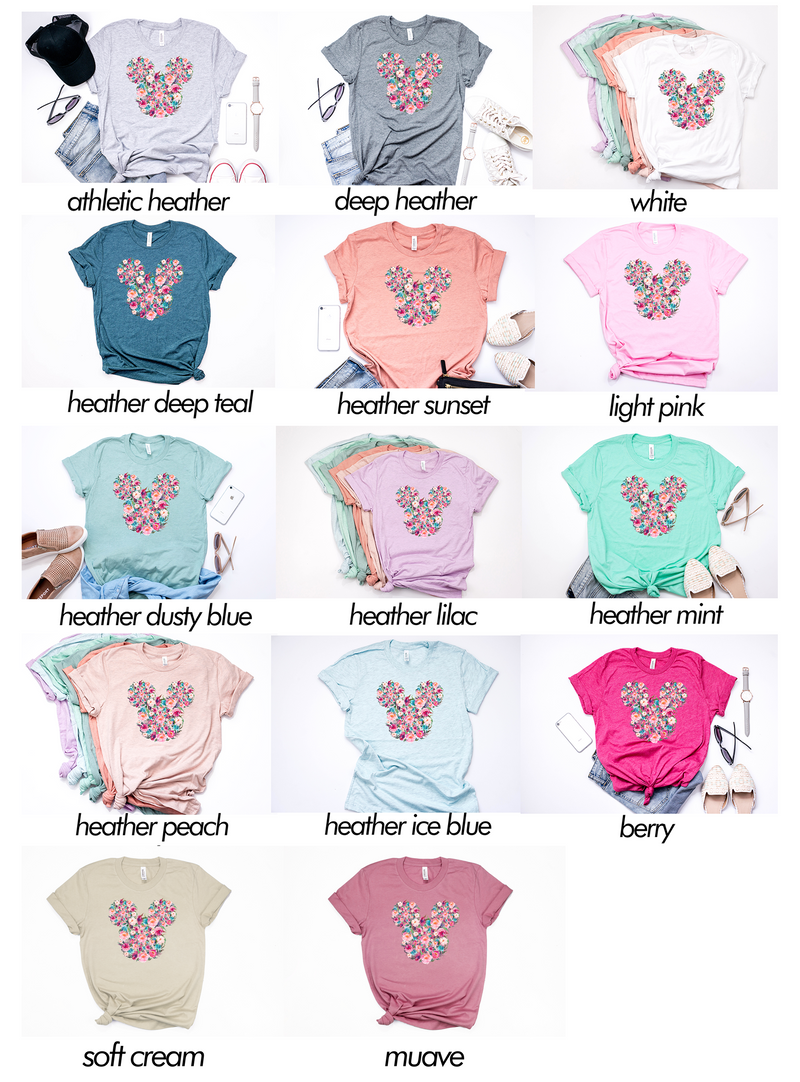 Floral Mickey Tee - Crazy Corgi Lady Designs - Unique Disney Themed Shirts