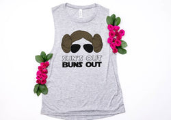 Sun’s Out Buns Out Muscle Tank - Crazy Corgi Lady Designs - Unique Disney Themed Shirts
