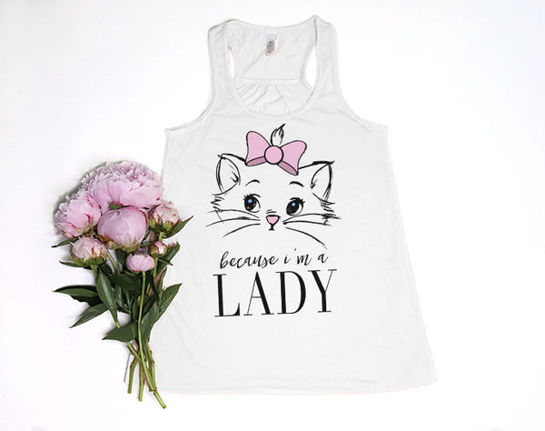 Marie "Because I'm a Lady" Sketch Racerback Tank - Crazy Corgi Lady Designs - Unique Disney Themed Shirts