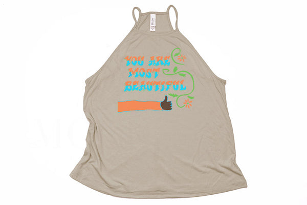 You Are Most Beautiful Wall High Neck Tank - Crazy Corgi Lady Designs - Unique Disney Themed Shirts
