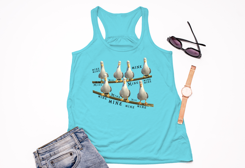 Finding Nemo Seagulls “Mine” Racerback Tank - Crazy Corgi Lady Designs