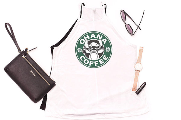 Ohana Coffee High Neck Tank - Crazy Corgi Lady Designs