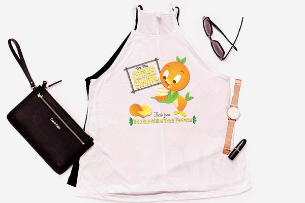 Orange Bird Citrus Swirl High Neck Tank - Crazy Corgi Lady Designs - Unique Disney Themed Shirts