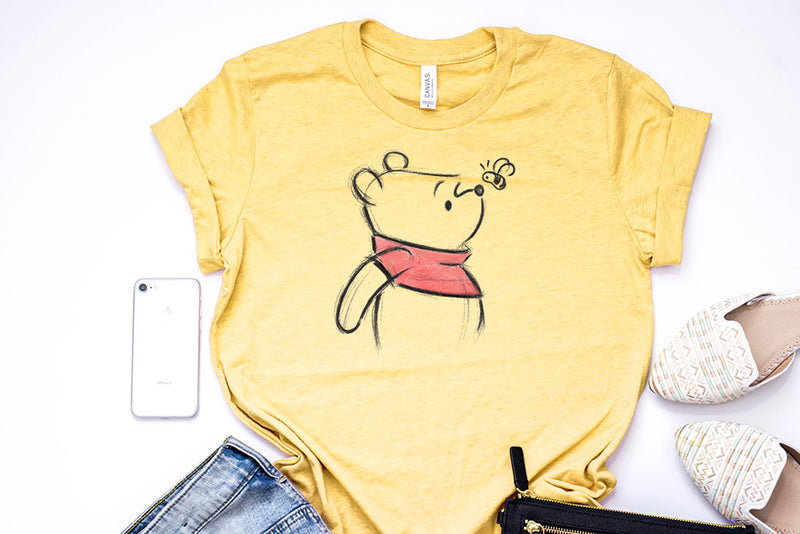Winnie The Pooh Sketch Unisex Tee - Crazy Corgi Lady Designs - Unique Disney Themed Shirts