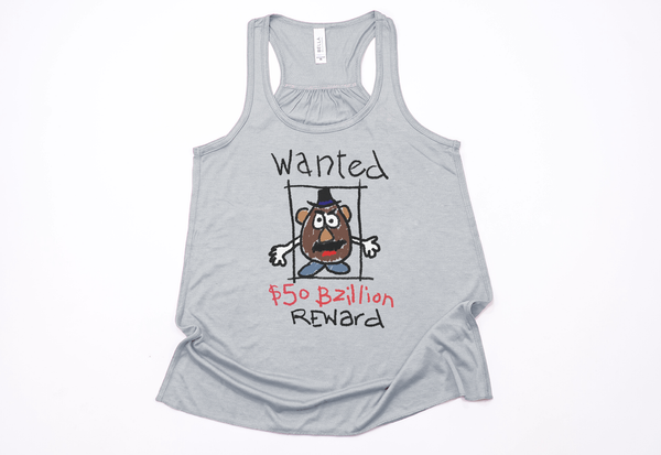 Mr. Potato Head "Wanted" Racerback Tank - Crazy Corgi Lady Designs