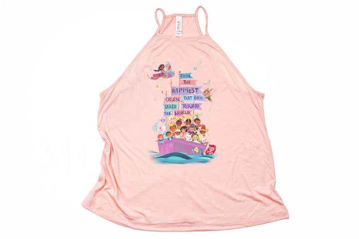 It's A Small World  "Happiest Cruise" High Neck Tank - Crazy Corgi Lady Designs - Unique Disney Themed Shirts