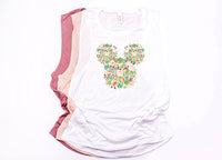 Succulent Floral Mickey Muscle Tank - Crazy Corgi Lady Designs