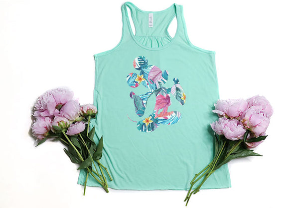 Tropical Floral Mickey Racerback Tank Top - Crazy Corgi Lady Designs