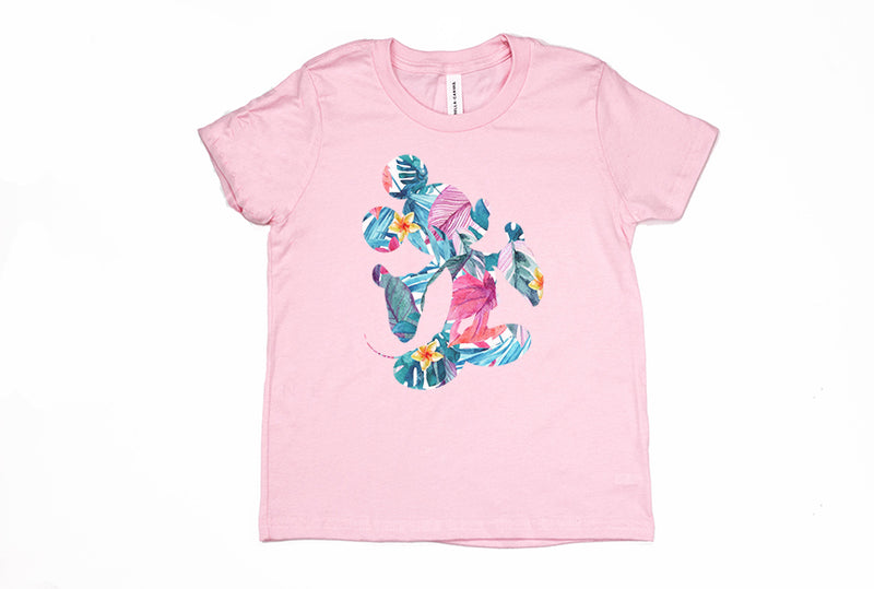 Tropical Floral Mickey Youth T-Shirt - Crazy Corgi Lady Designs - Unique Disney Themed Shirts