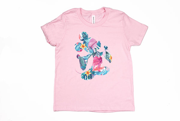 Tropical Floral Mickey Youth T-Shirt - Crazy Corgi Lady Designs - Unique Disney Themed Shirts
