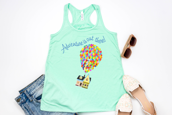 Up! “Adventure is out there” Racerback Tank - Crazy Corgi Lady Designs